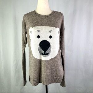 Hollister polar bear intarsia sweater lightweight winter holiday S